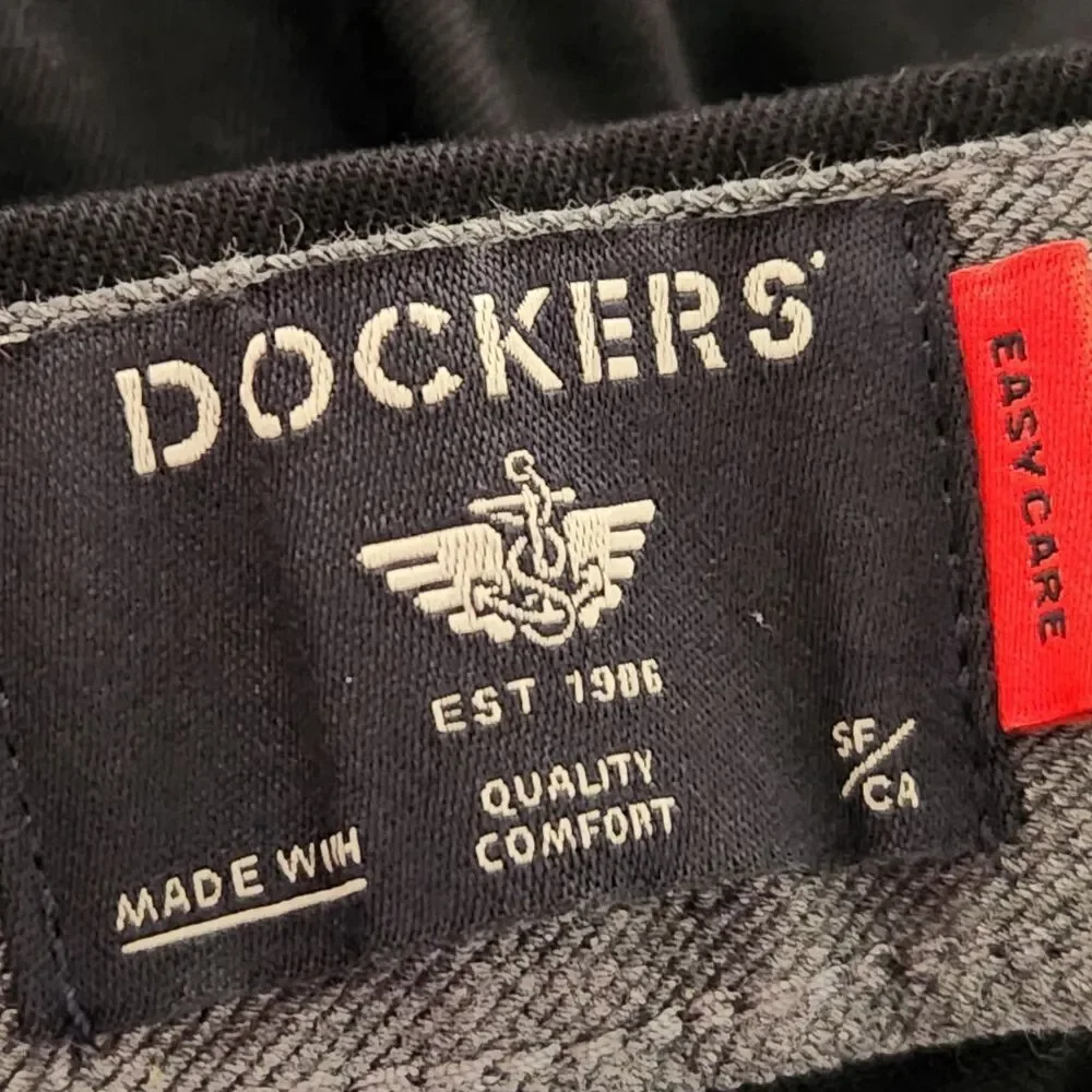 Dockers Khaki Pants Size 36x29 Black Slim Flat Front.  New